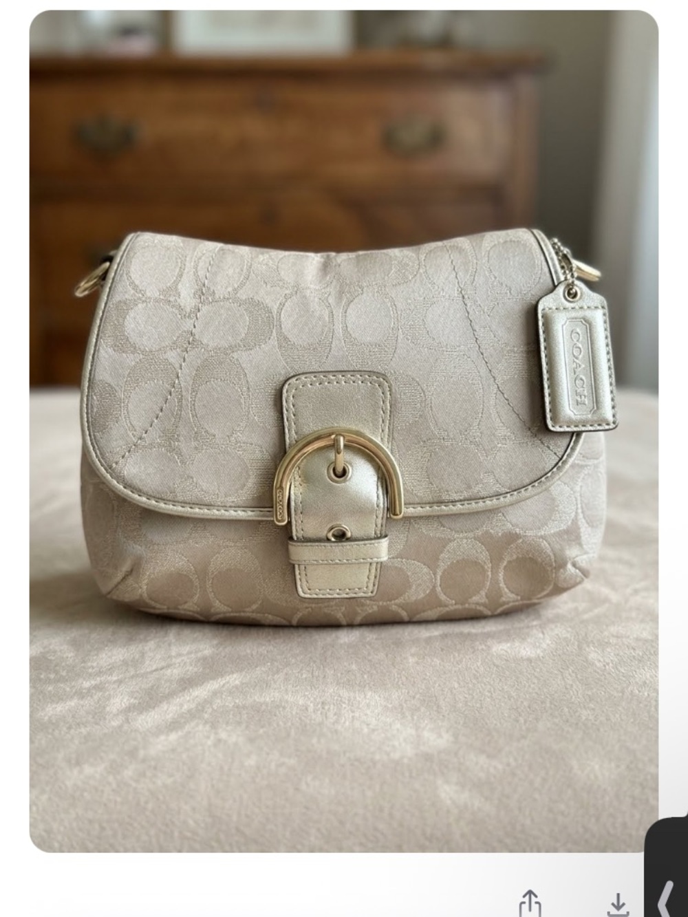 Coach Vintage Y2K Soho Flap Crossbody  #F18905 Silver Metallic Signature Canvas